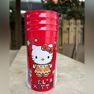 Hello Kitty 2024 Gingerbread Dress Reusable Plastic Cups | 4 pack | Holds 22 oz